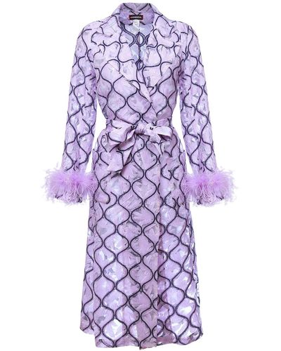 Andreeva Coat № 23 With Detachable Feathers Cuffs - Purple
