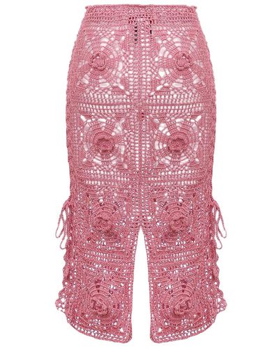 Andreeva Dust Rose Handmade Crochet Skirt - Pink
