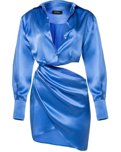 Divalo Adua Draped Satin Dress - Blue