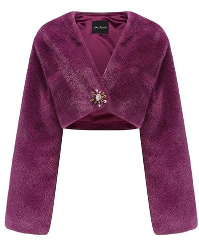Nana Jacqueline Monica Cropped Fur Coat () (Final Sale) - Purple