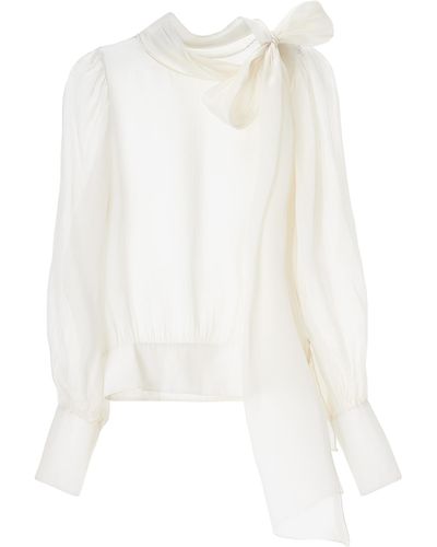 Lita Couture Flawless Bow Blouse - White
