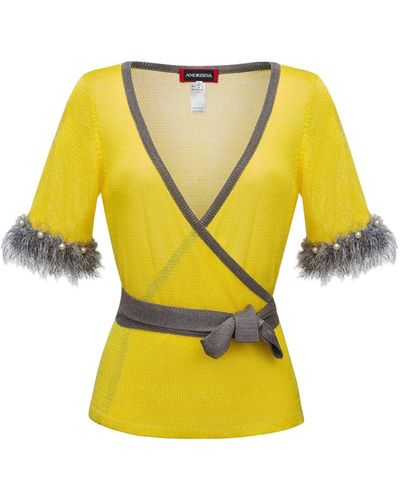 Andreeva Cross-Front Knit Top - Yellow