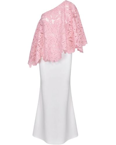 Lily Was Here Charming Ecru Dress With Guipure On One Shoulder - Pink