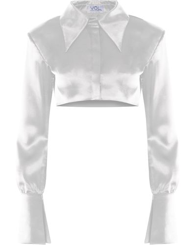 Vestiaire d'un Oiseau Libre Cropped Silk Shirt - White
