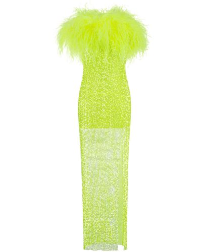 Santa Brands Dress W/Feathers Neon/ Lime - Green