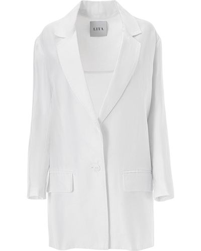 Lita Couture Oversized Suit Blazer - White