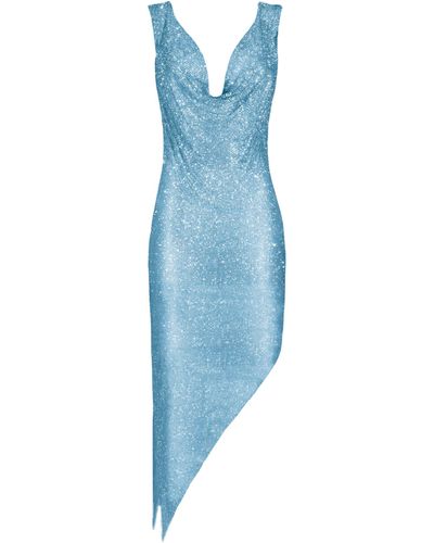 Daniele Morena Aqua Crystals Draped Dress - Blue