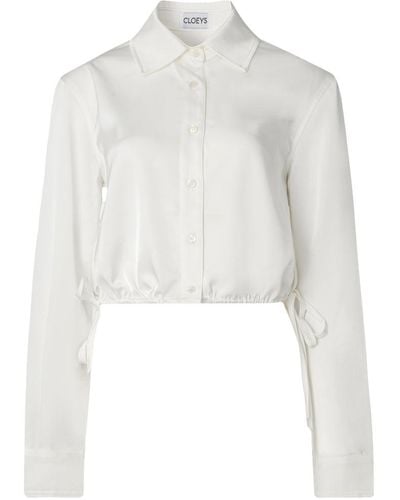 CLOEYS Satin Drawstring Shirt - White