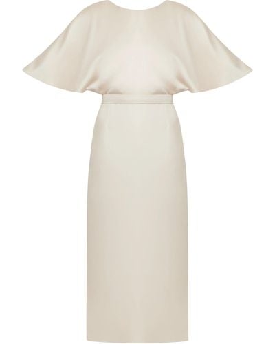 UNDRESS Gina Champagne Midi Dress With Butterfly Sleeves - White