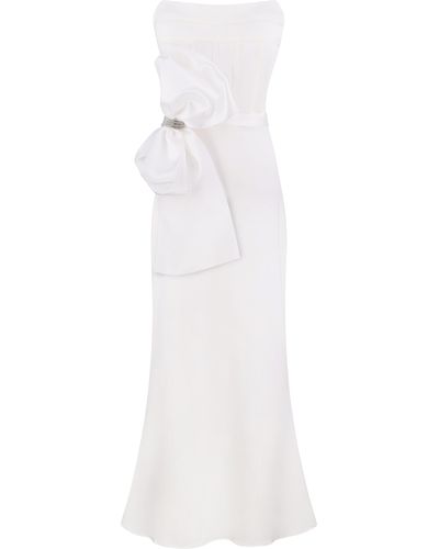 Total White Structured Corset Dress With Sculpted Details - White