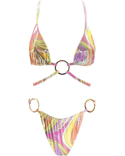 Oceanus Eva Swirl Print Multi-Coloured Bikini - Metallic