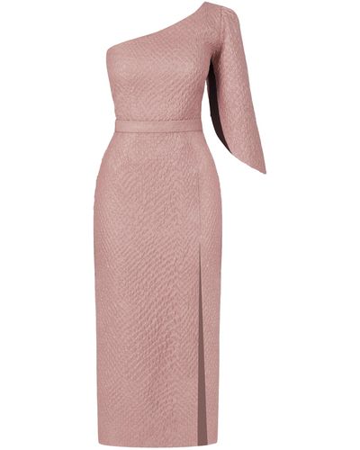 UNDRESS Nita One Shoulder Asymmetric Midi Dress - Pink