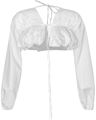 Maet Arlette Long Sleeve Ruched Top - White