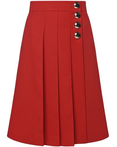 KEBURIA Pleated Midi Skirt - Red