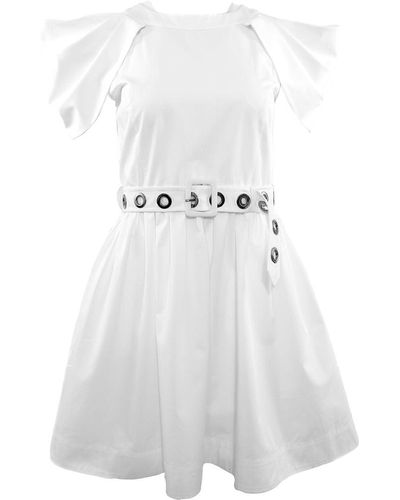 Theo the Label Echo Grommet Belted Dress - White