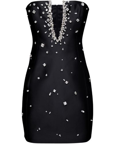 NDS the label Plunge Neckline Mini Dress - Black