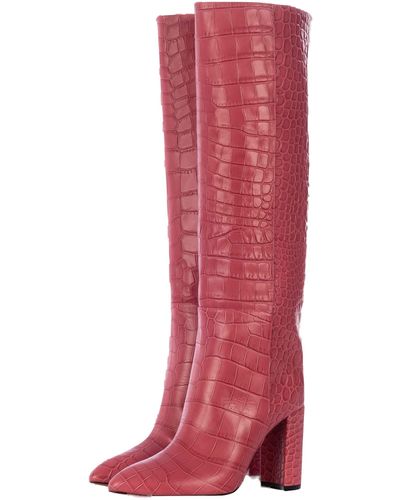 Toral Lampone Tall Boots With Animal Print - Red