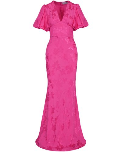 Lily Was Here Fuchsia Dress With Short Wide Sleeves - Pink
