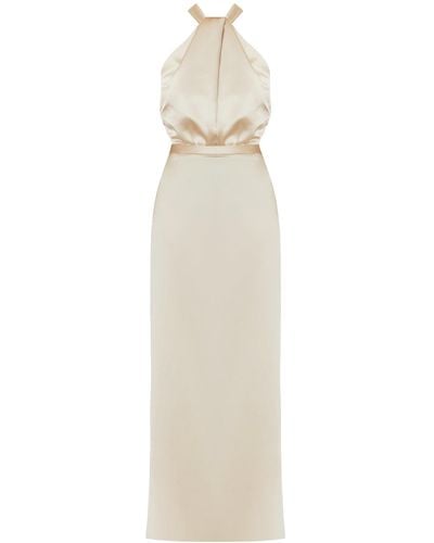 UNDRESS Elona Champagne Satin Evening Maxi Dress - White