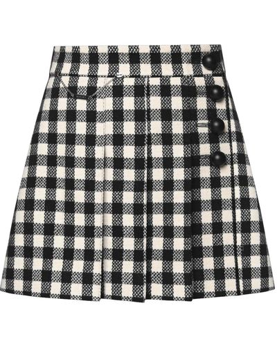 KEBURIA Checked Pleated Mini Skirt - Black