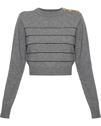 KEBURIA Wool-Cashmere Striped Sweater - Gray