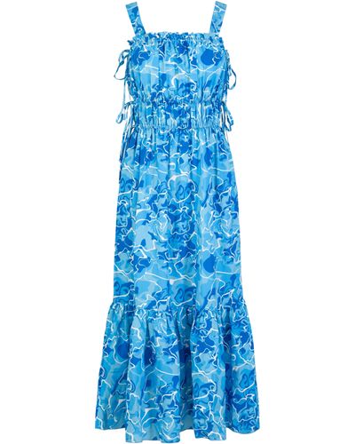 JAAF Tie-Detailed Midi Dress - Blue