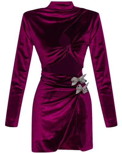 Nana Gotti Viola Velvet Mini-Dress - Purple