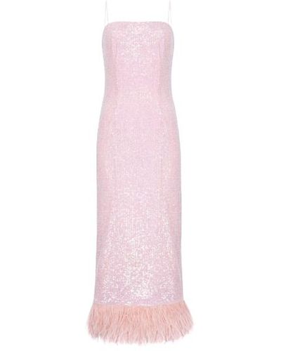 F.ILKK Sequined Dress With Feather - Pink