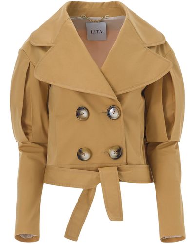 Lita Couture Statement Jacket With Oversized Lapels - Natural