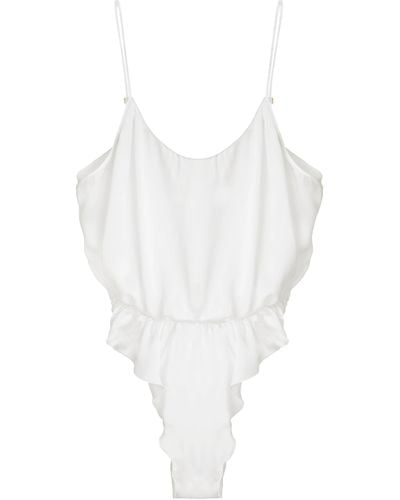 HERTH Nyx Ivory: Gots Organic Silk Bodysuit - White