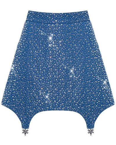 GURANDA Shiny Denim Mini Skirt - Blue