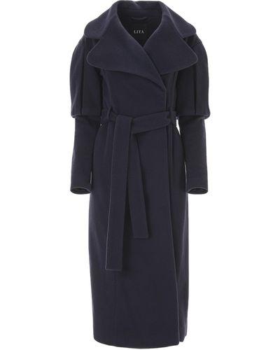 Lita Couture Statement Trench Coat - Blue