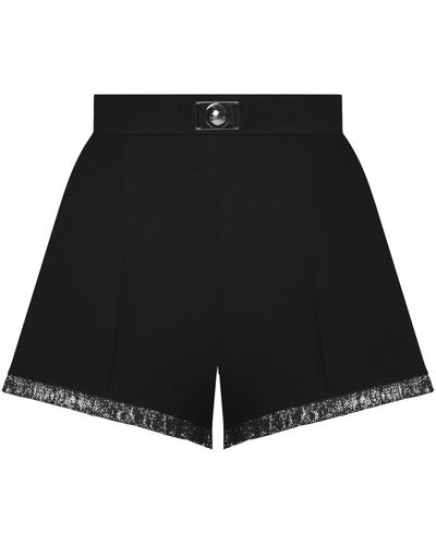 KEBURIA Metallic Lace-Trimmed Shorts - Black