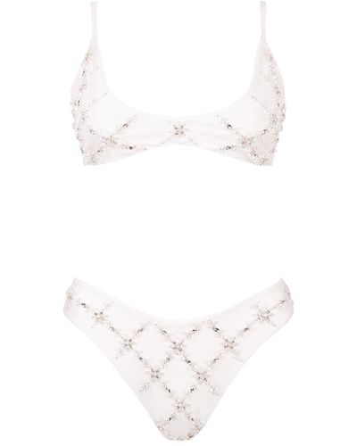 Oceanus Mary Una Hand Embroidered Premium Bikini - White