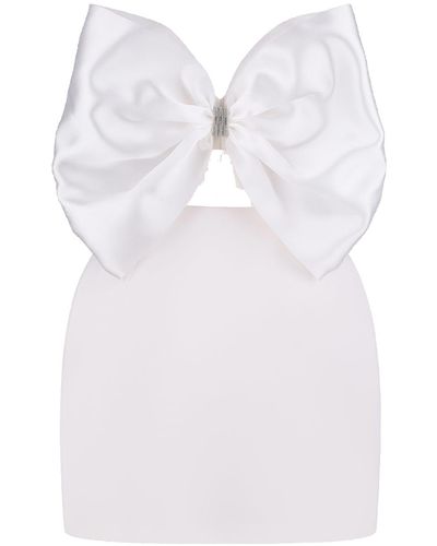 Total White Mini Dress With A Bow - White