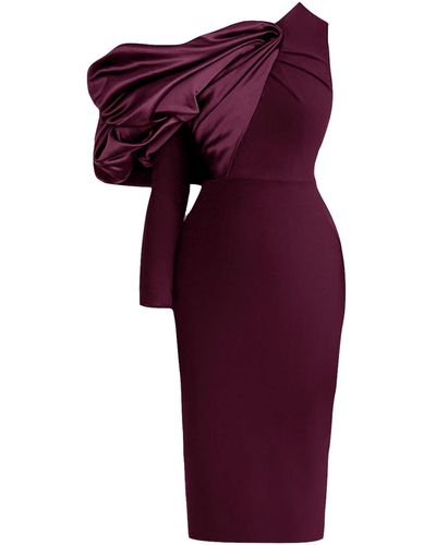 ANITABEL Megan Midi Burgundy Evening Dress - Purple