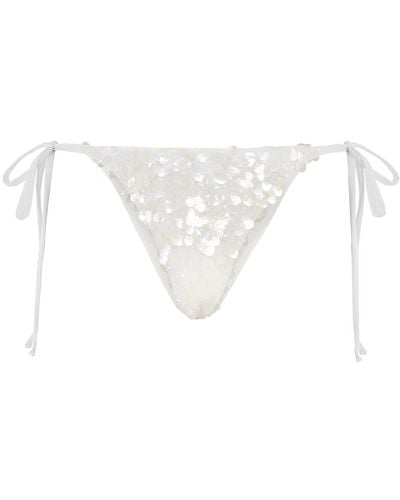 Oceanus Sienna Sequin Embroidery Bikini Bottoms - White