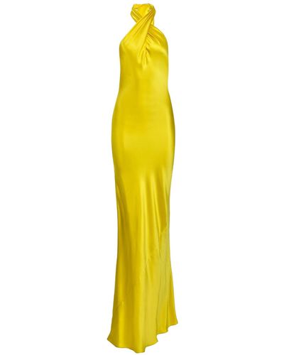 Francesca Miranda Olivia Halter Silk Dress - Yellow