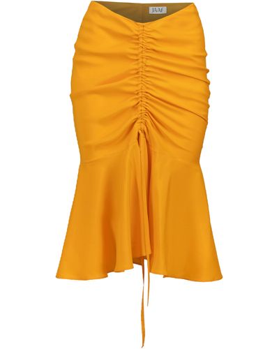 JAAF Ruched Silk Skirt - Orange