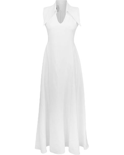 Maet Amari Sleeveless Maxi Linen Dress - White