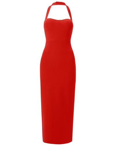 Lora Istanbul Zoa Bustier Midi Dress - Red