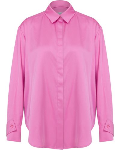 NAZLI CEREN Ravenna Satin Shirt - Pink