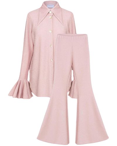 Sleeper Lurex Lounge Suit With Pants - Pink