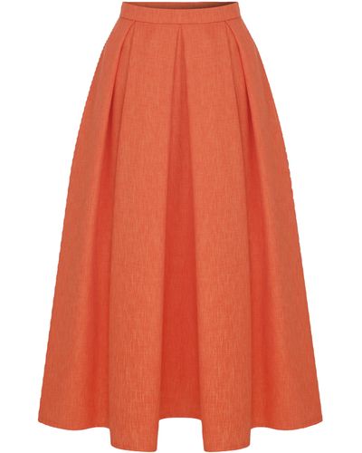 NAZLI CEREN June Midi Skirt - Orange
