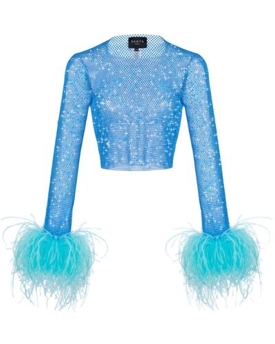 Santa Brands Sparkle Baby Feathers Top - Blue