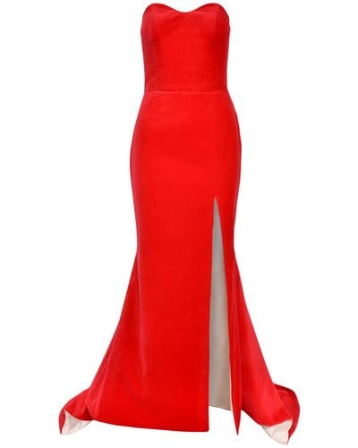 Lily Was Here Velvet Evening Dress - Red