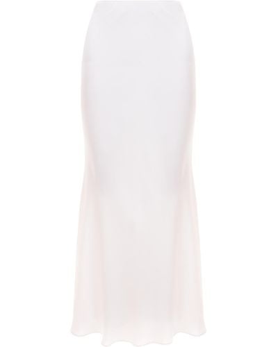 Aureliana High-Rise Satin Silk Slip Skirt - White