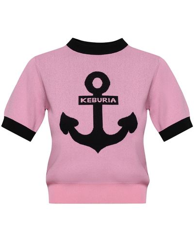 KEBURIA Knit Top With Anchor - Pink