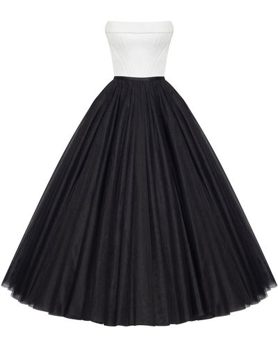 Millà B&W Tulle Evening Co-Ord Set With Long Gloves, Xo Xo - Blue