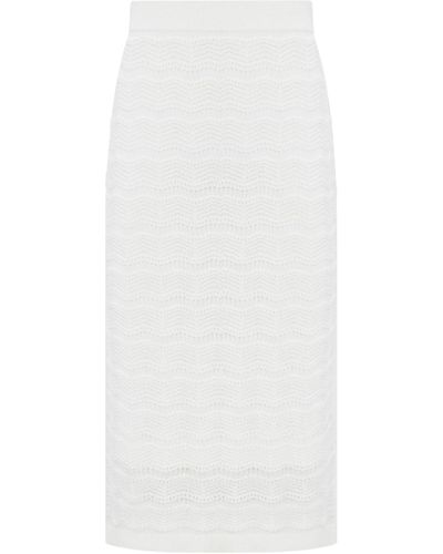 CRUSH Collection Wavy Hollow Out Straight Skirt - White